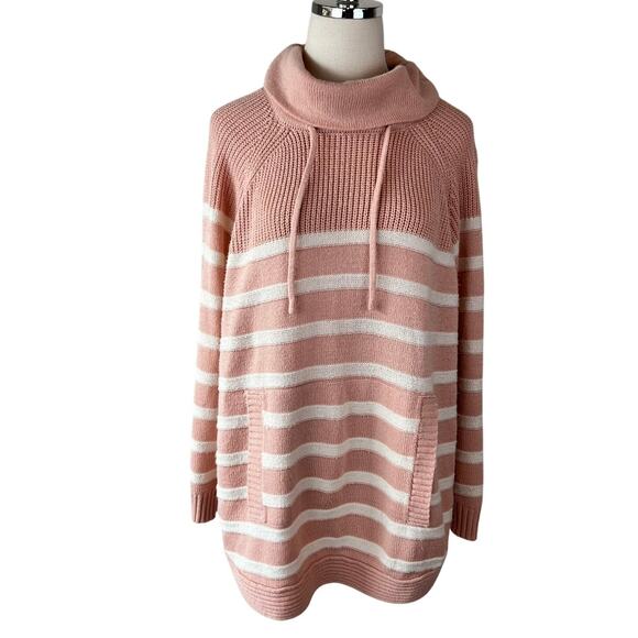 St Johns Bay Striped Pullover Sweater size 0X Pink White Preppy - Picture 1 of 8